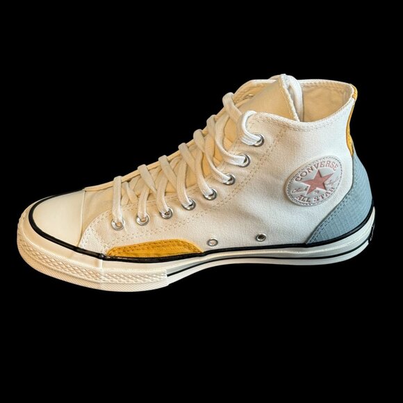 Converse Chuck 70 Color Block in Nice Looking Egret/Tidepool Grey/Yellow M8/W10 - Picture 2 of 11